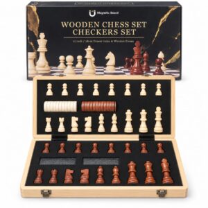 Magnetic Wooden Chess & Checkers